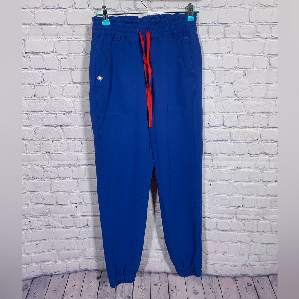 Figs Womens Relaxed Jogger Scrub Pant Blue Red Size XS Medical Nurse Hospital